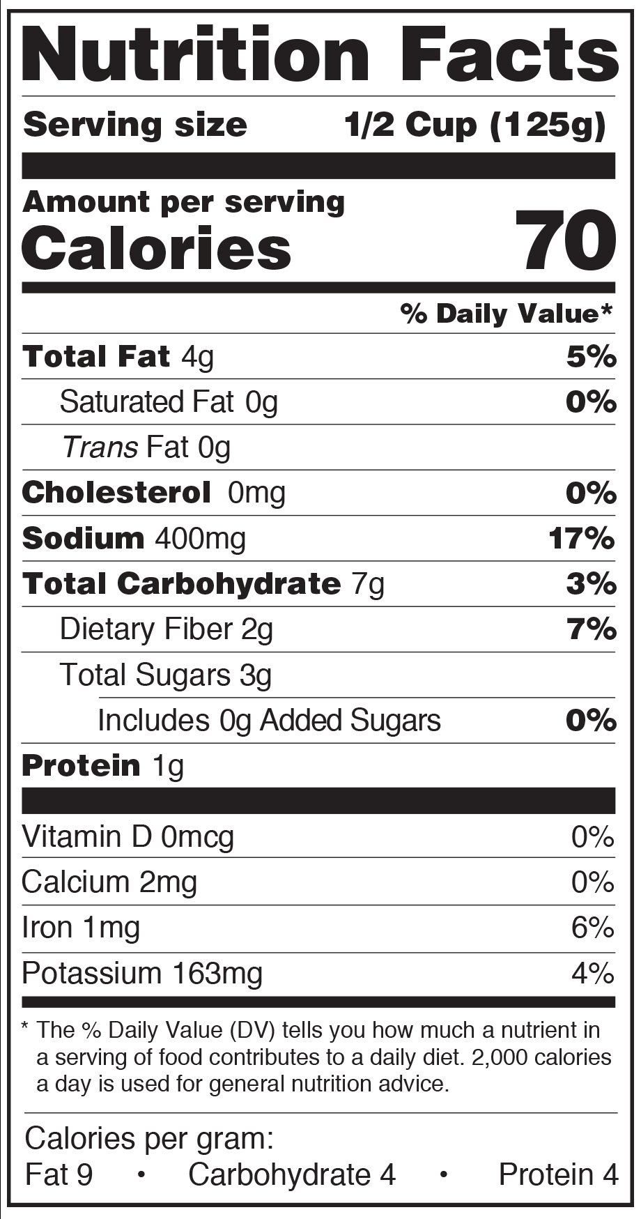 Paesana Organic Pasta Sauce marinara Nutrition Facts label