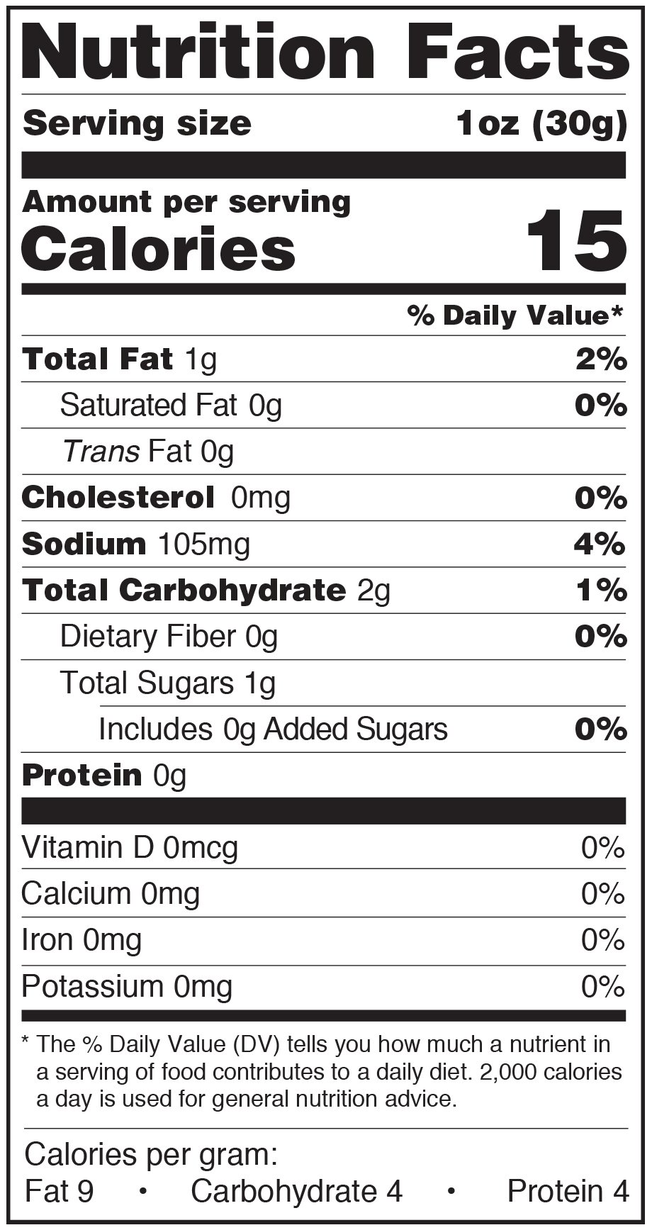Paesana Condiments Nutrition Facts Label Country Garlic Mushrooms