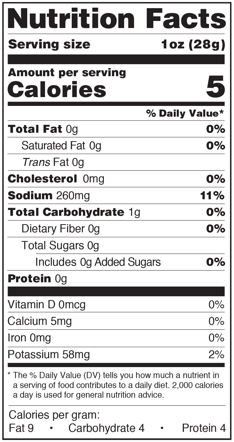 Paesana Condiments Nutrition Facts Label Garlic Herb Cauliflower