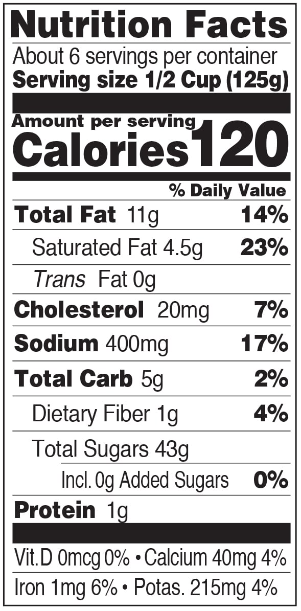 Paesana Champagne Nutrition Facts Panel