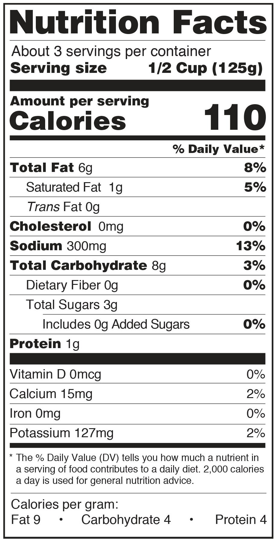 Paesana Marsala Francese Nutrition Facts Panel