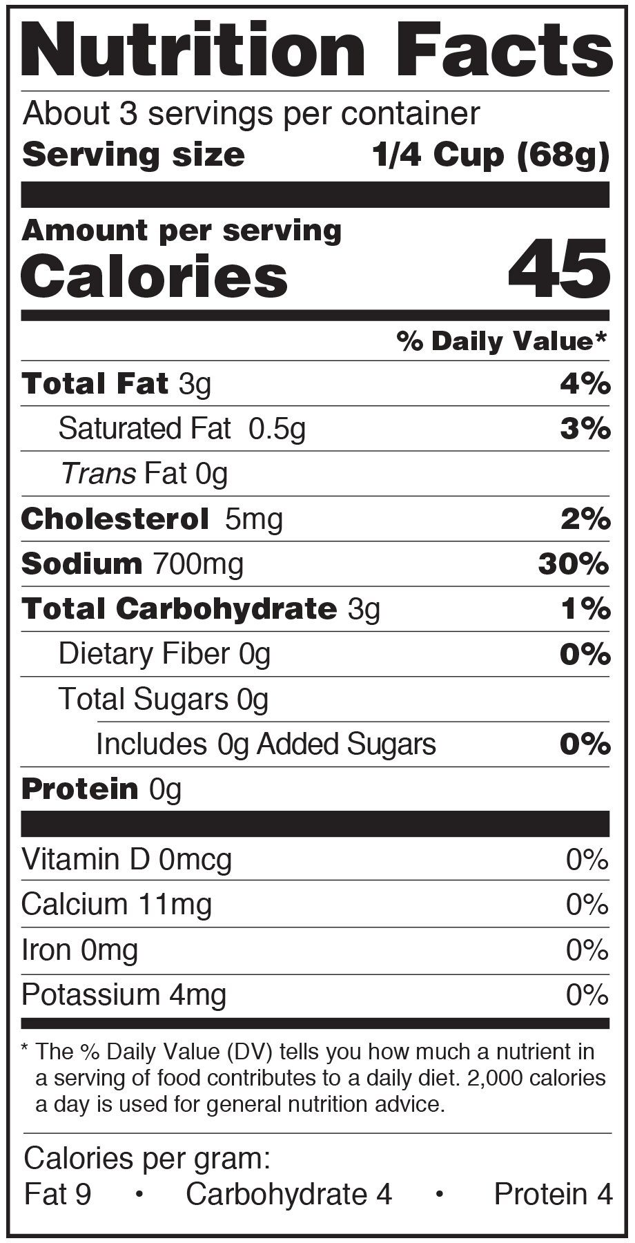 Paesana Pizza Sauce Nutrition Facts Label buffalo