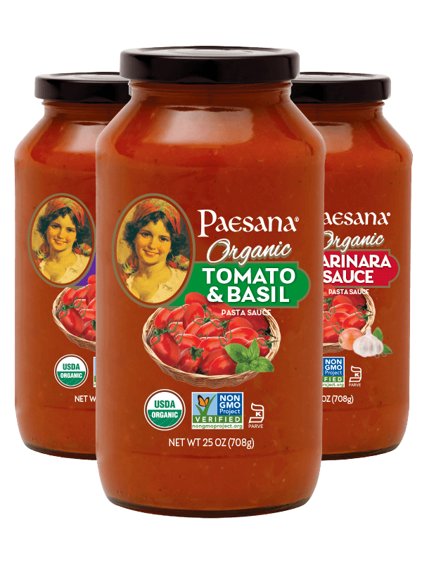 Jars of Paesana Organic Sauces