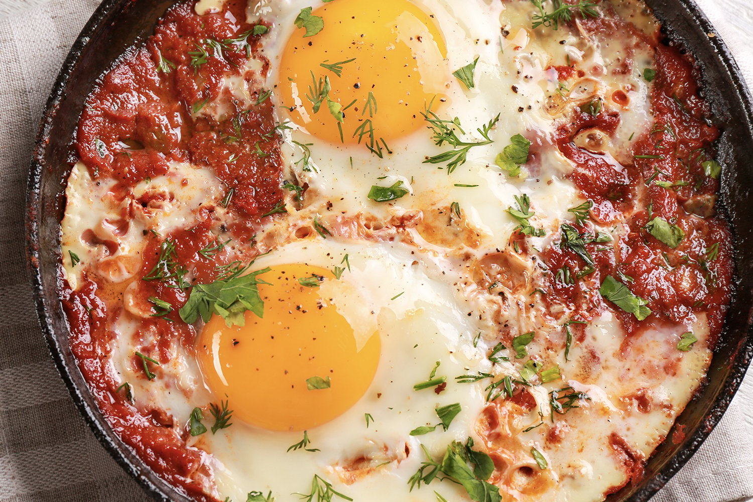 Eggs in Purgatory - Overhead view of dish