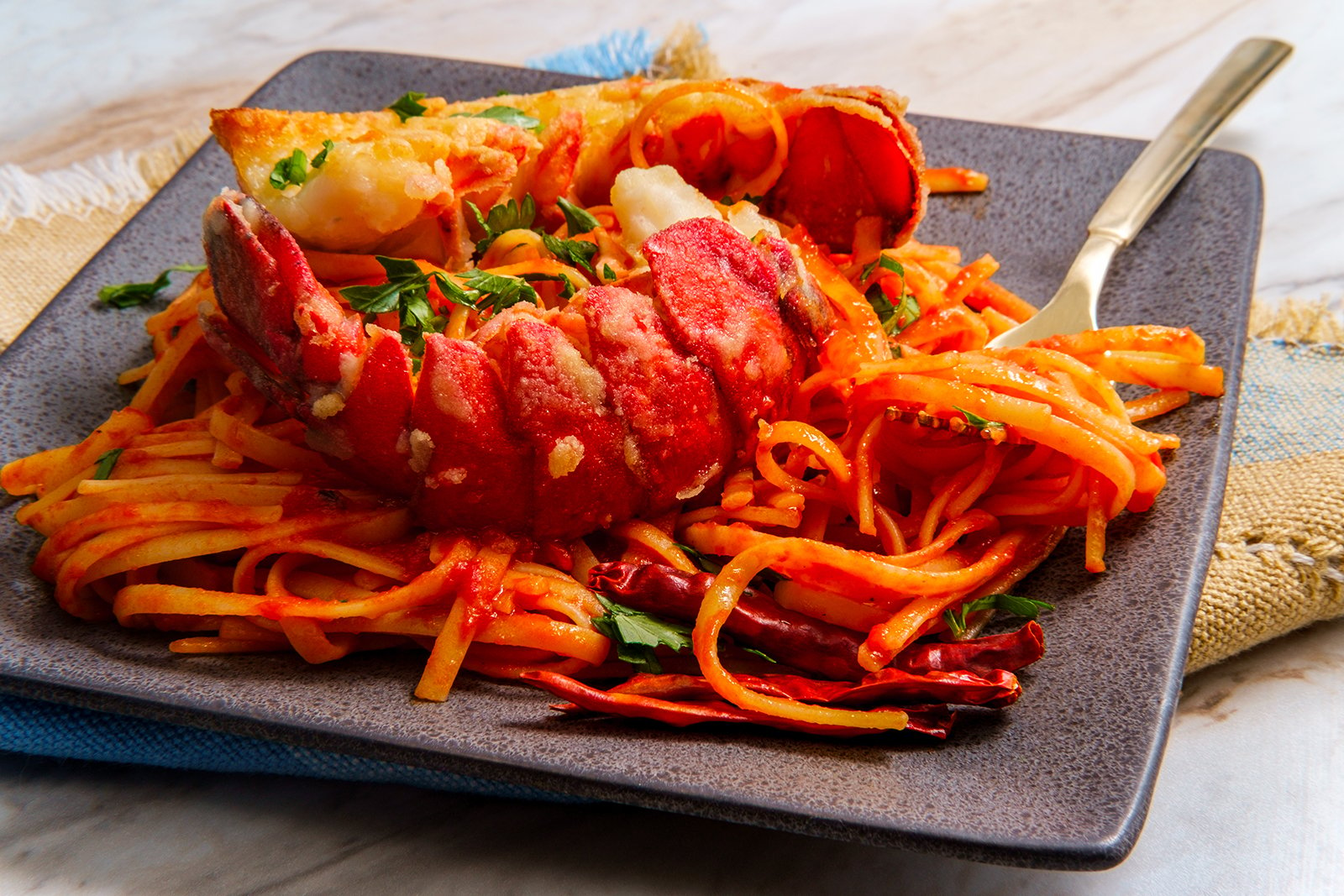 Lobster Fra Diavolo on modern plate