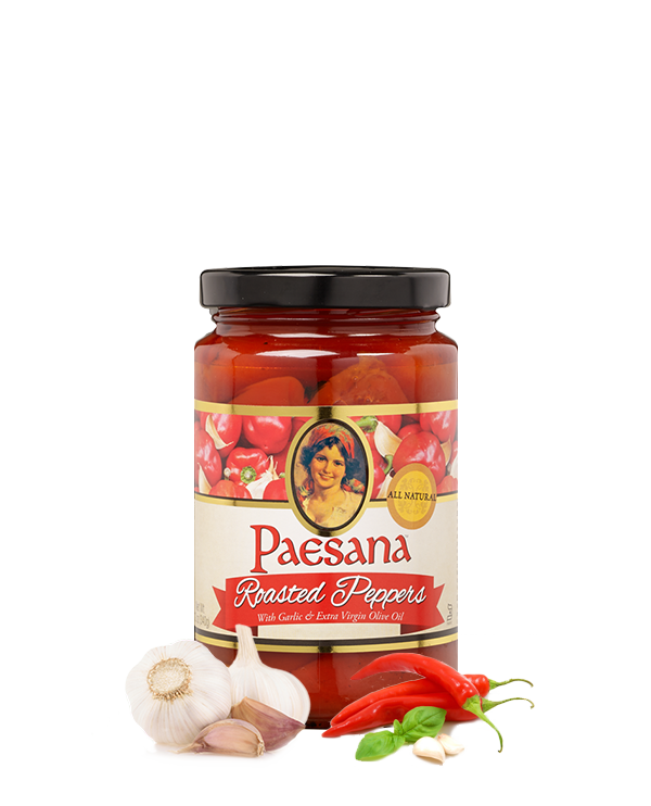 Paesana Fire Roasted Peppers with Garlic and Extra Virgin Olive Oil