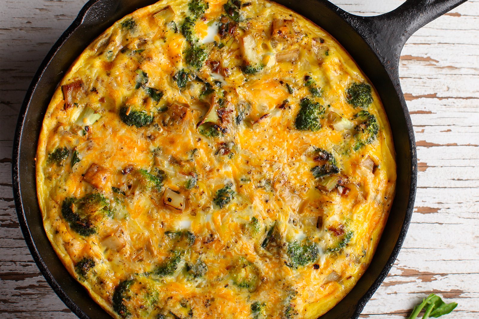 Brunch Frittata overhead view, freshly baked in pot