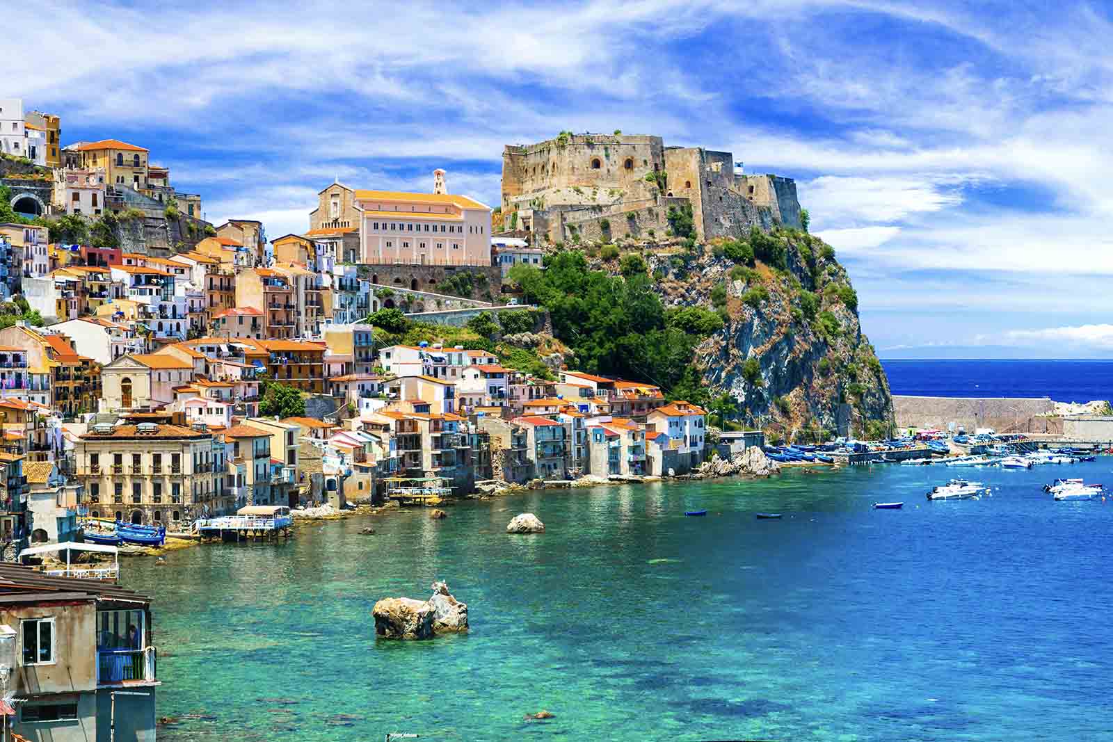 The coast of Calabria Italy on the water