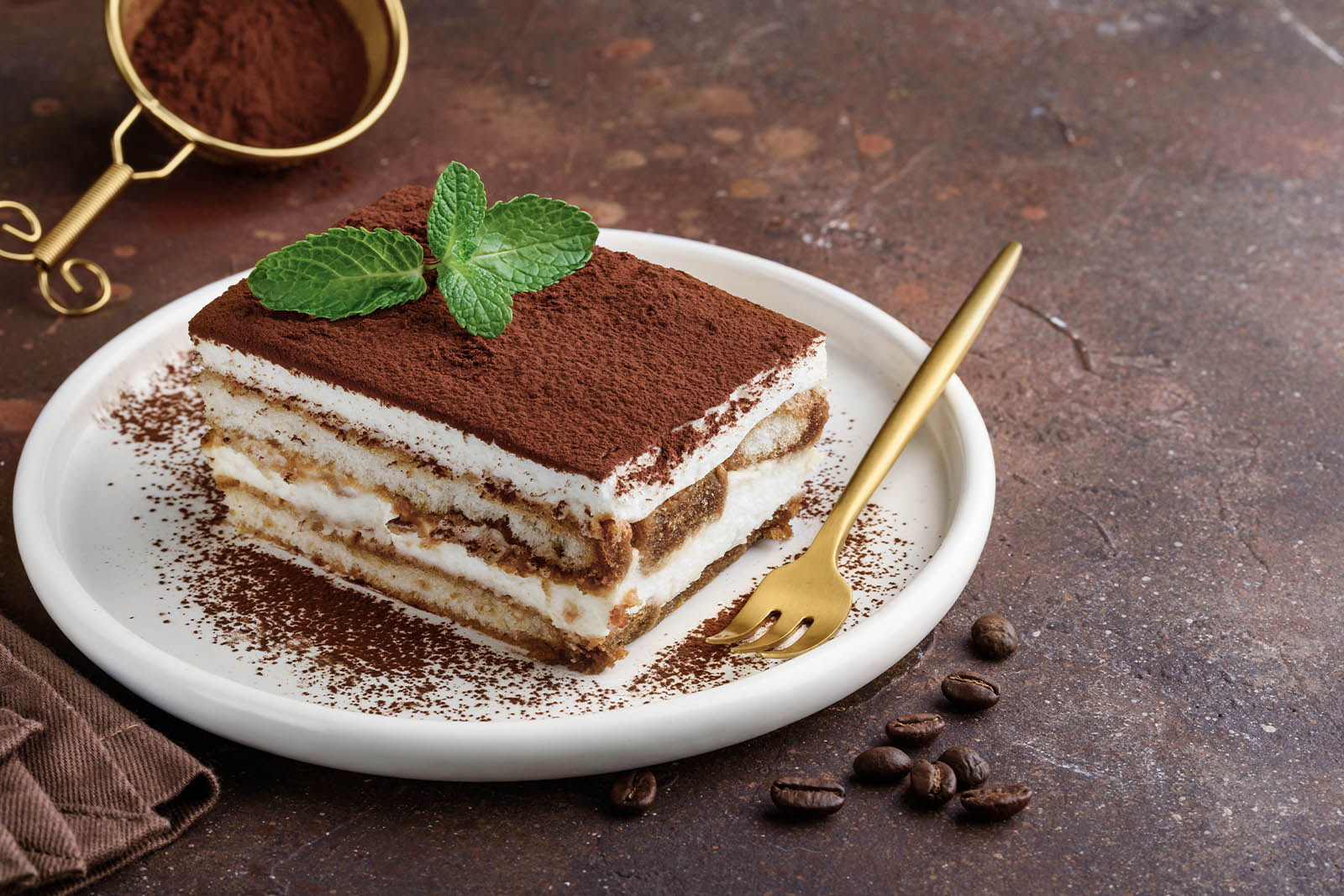 a piece of tiramisu cake